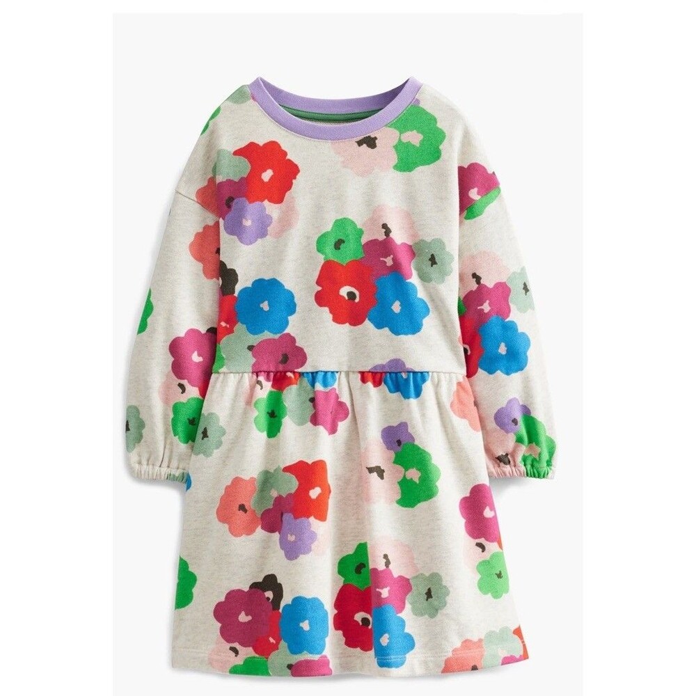 Mini Boden Mini Flower print sweatshirt dress multicolor cotton size 4-5 Casual